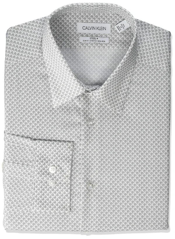 Calvin Klein Men's Dress Shirt Slim Fit Non Iron Stretch Print