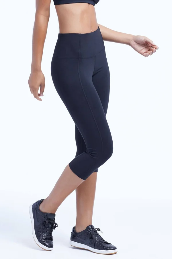 Marika Women's Brooke High Rise Tummy Control Capri Leggings - Black, L