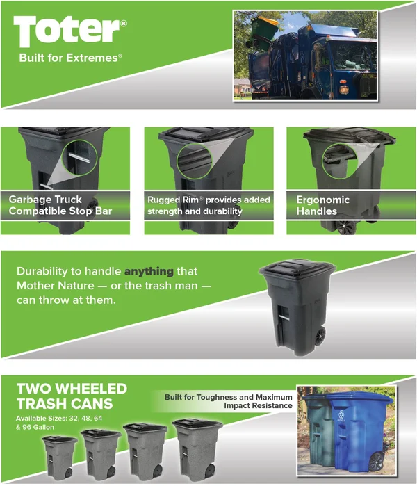 Toter Recycling Trash Can 64 gal., Blue
