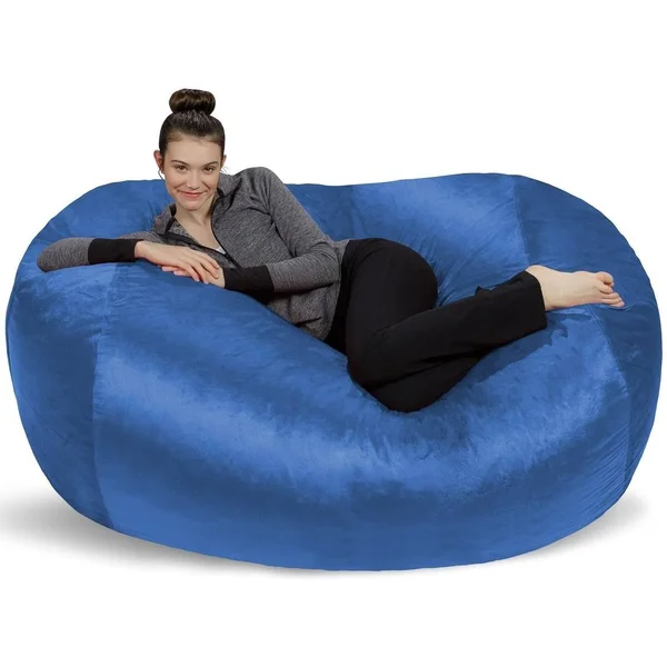 6-Foot Bean Bag Lounger Large Memory Foam Bag Chair Lounger - Black