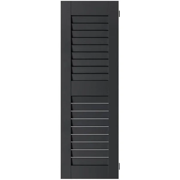 Ekena Millwork 12 in. x 79 in. Exterior Real Wood Sapele Mahogany Louvered Shutters Pair Black