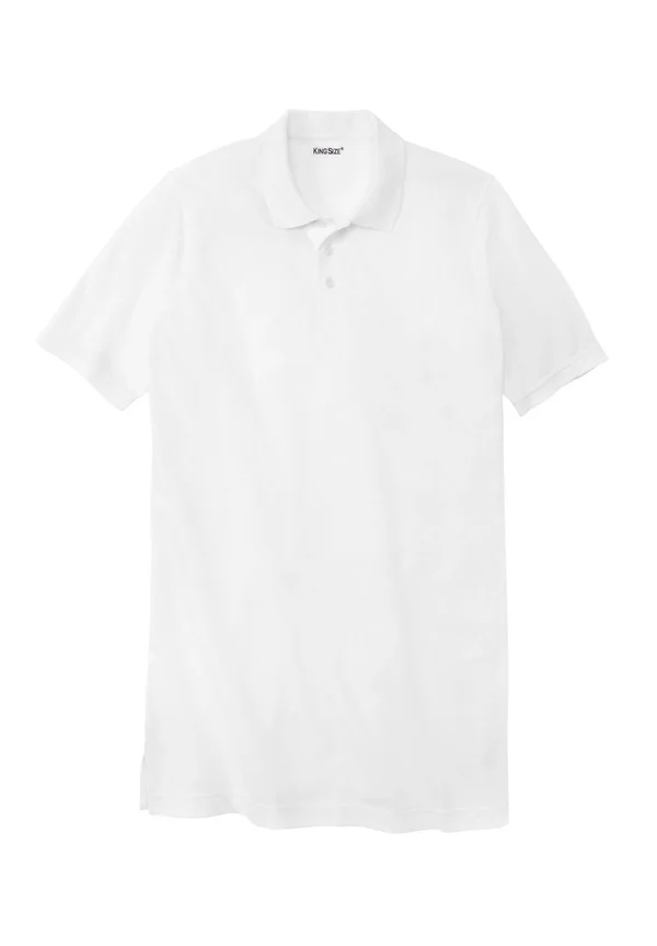Men's Big & Tall Longer-Length Pique Polo Shirt by KingSize in White (Size 3XL)