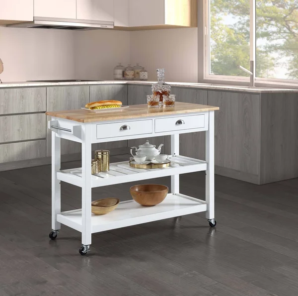 Convenience Concepts American Heritage Butcher Block Top Kitchen Cart