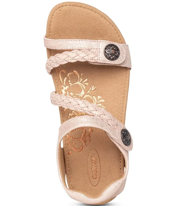 Aetrex Jillian Braided Quarter Strap Gold, 6