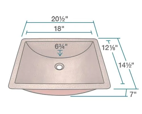 Mr Direct 926 Copper Rectangular Undermount Bathroom Sink