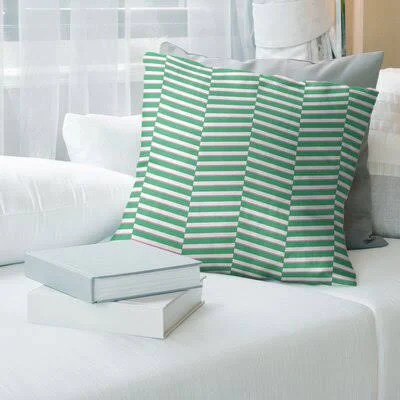 Fractured Stripes Throw Pillow Cover Brayden Studio Color: Small Green/Pink - Size: 14x22 x 14