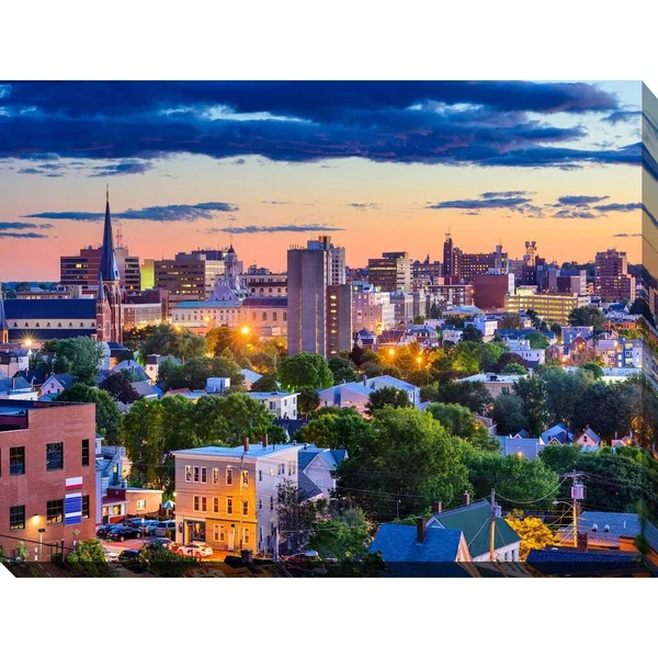 Picture Perfect International Portland - Maine, USA Downtown Skyline Giclee Print Canvas Wall Art, 30 Inches x 40 Inches x 1.5 In