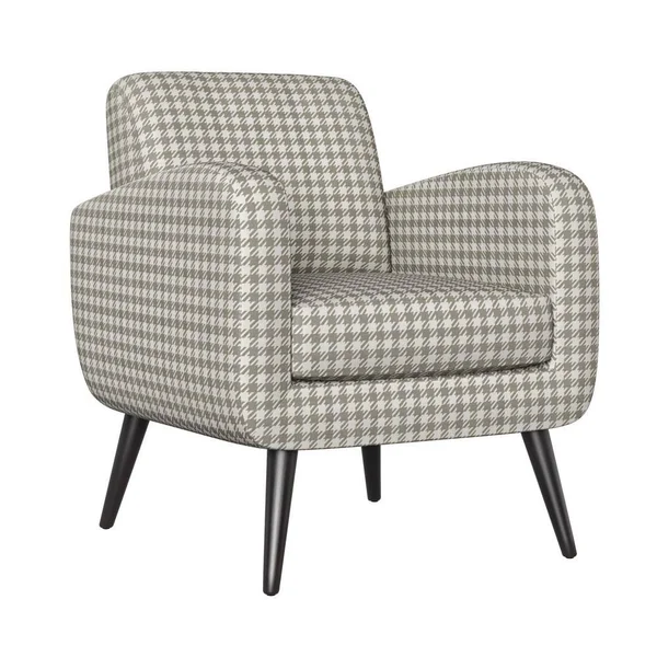 Handy Living Werner Heather Gray Houndstooth Lace Tufted Mid Century Modern Arm Chair