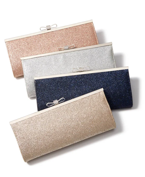 Inc Carolyn Glitter Clutch, Created for Macy&s - Silver/Silver
