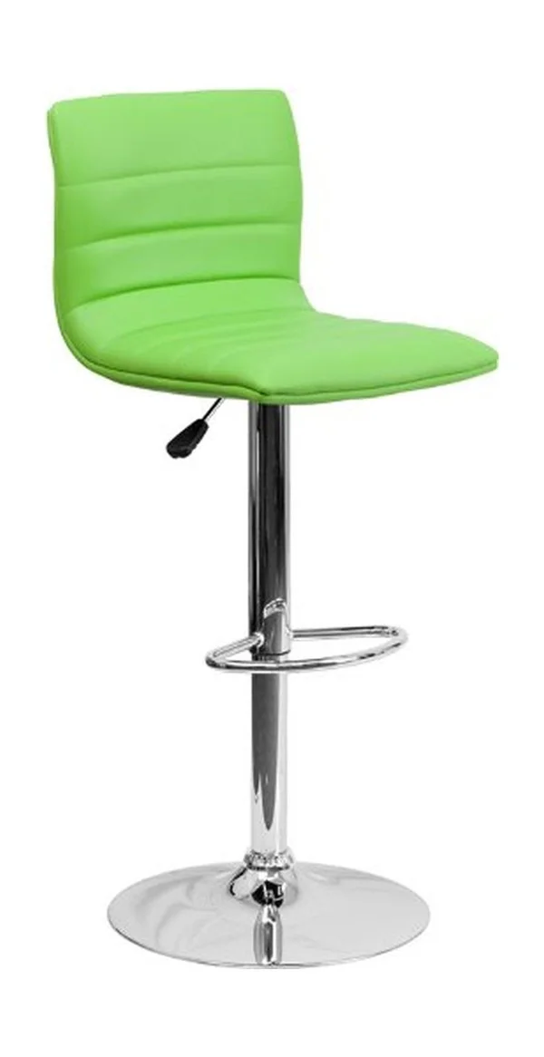 Flash Furniture 2 Pk. Contemporary Green Vinyl Adjustable Height Barstool with Chrome Base