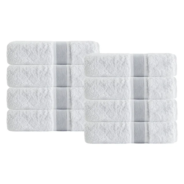 Enchante Home Unique Turkish Cotton Hand Towel - Set of 8 Silver