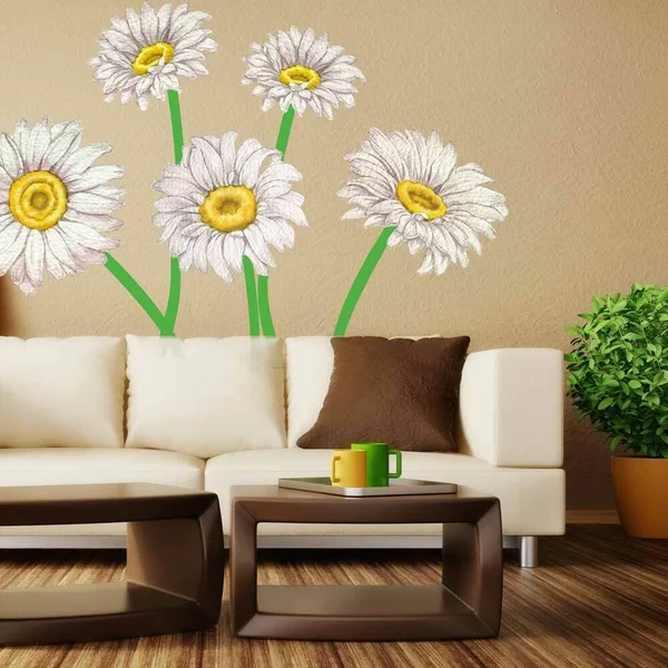 Daisy Flower Watercolor Wall Decal Sticker Set by Chromantics