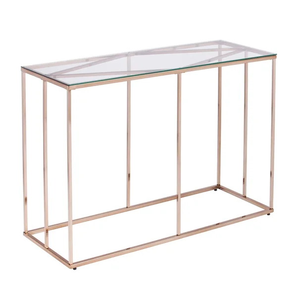 42x22 Clear and Gold Contemporary Rectangular Top Console Table