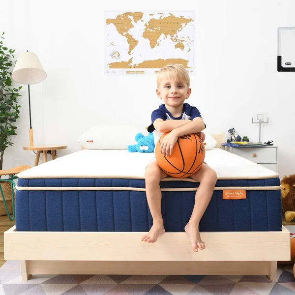 Sweetnight Ocean Blue 8x22 Hybrid Mattress, Gel Memory Foam & Individually Pocket Springs, Full Size