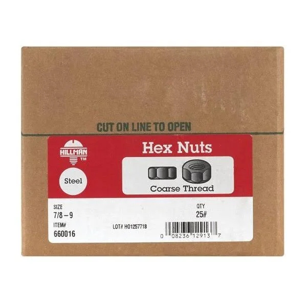 Hillman 660016 0.88-9 in. Fin Hex Nuts - 25 lbs