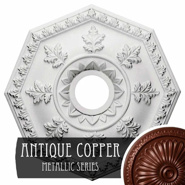18x22OD x 3 1/2x22ID x 1 1/2x22P Nottingham Ceiling Medallion (Fits Canopies Up to 4 5/8x22), Hand-Painted Castle Stone Crackle