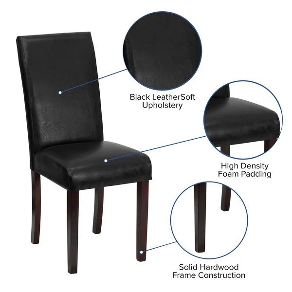 Porch & den Stonehurst Ashton Leather and Mahogany Parsons Dining Chair (Brown)