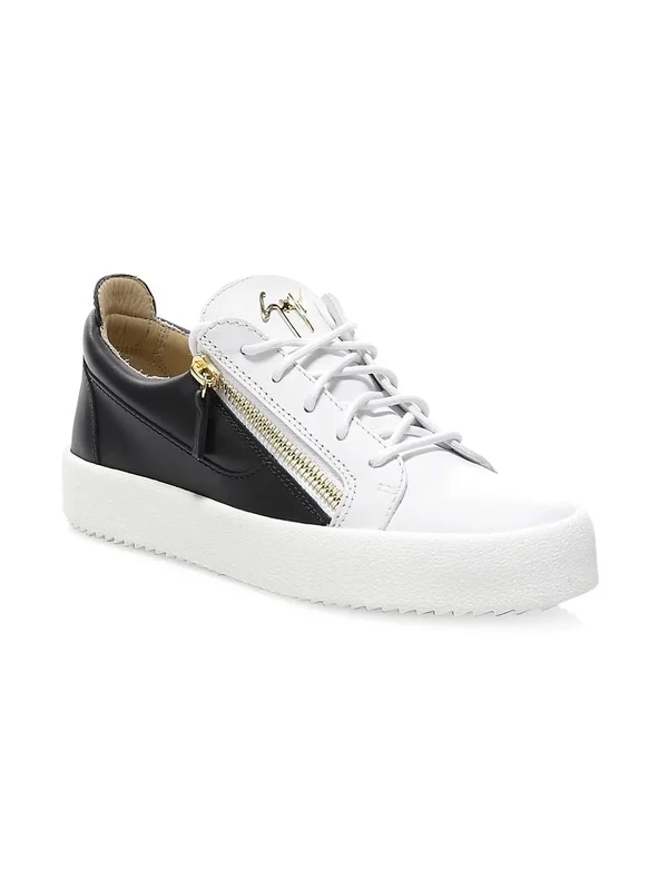 Giuseppe Zanotti Men's Two-Tone Leather Low-top Platform Sneakers - Fiamma - Size 10.5