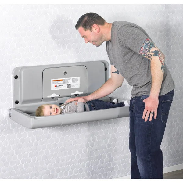 Foundations Ultra Horizontal Baby Changing Station with EZ Mount Backer PLATE - Gray