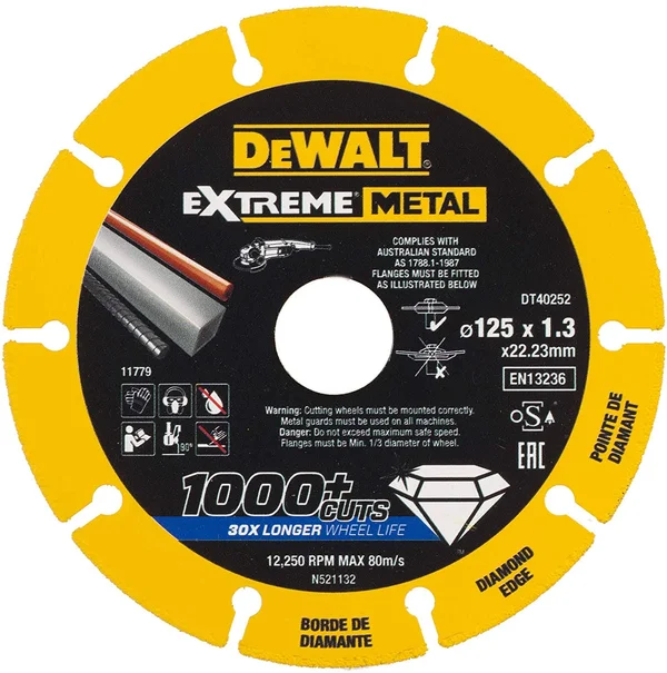 DeWalt DT40254-QZ Diamond Cutting Disc 180x1.5mm - Black/Yellow PWZ7TY3