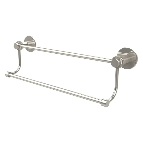 Allied Brass 9072T-36-PNI 36 in. Mercury Collection Double Towel Bar with Twist Accents Polished Nickel
