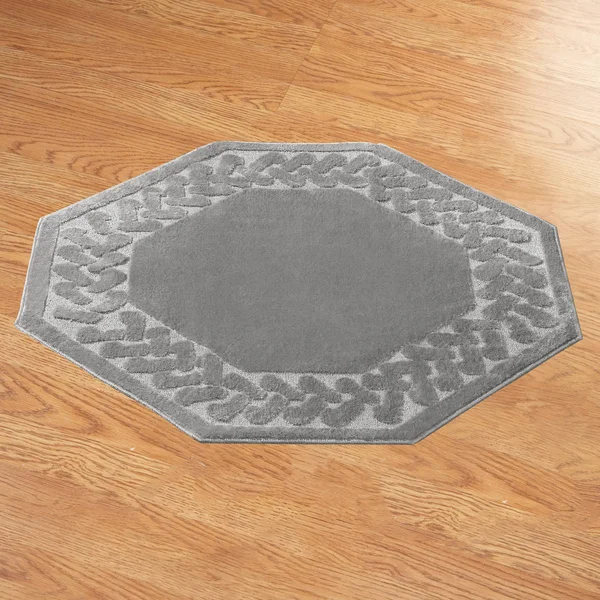 Herringbone Trim Solid Colored Skid-Resistant Decretive Accent Rugs - Grey