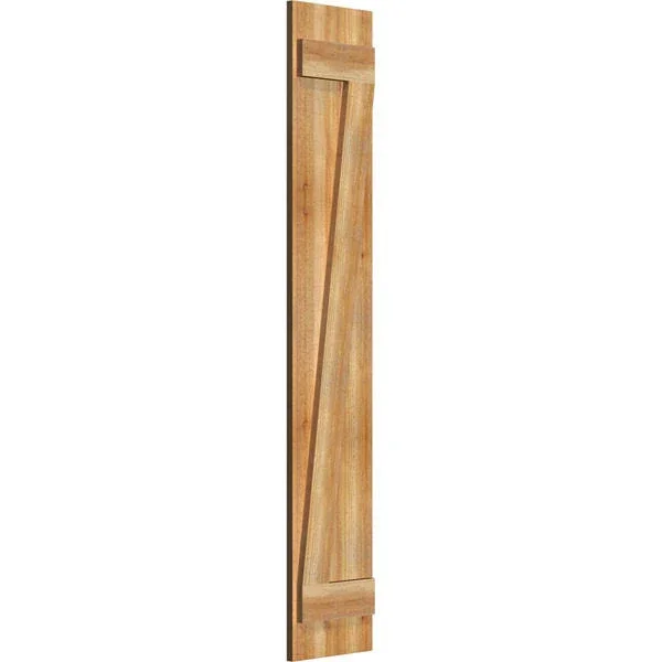 10 3/4x22W x 60x22H TimberCraft Two 5 3/8x22 Boards Joined Board-n-Batten Shutters w/Z-Bar, Rough Sawn Western Red Cedar (Per Pa