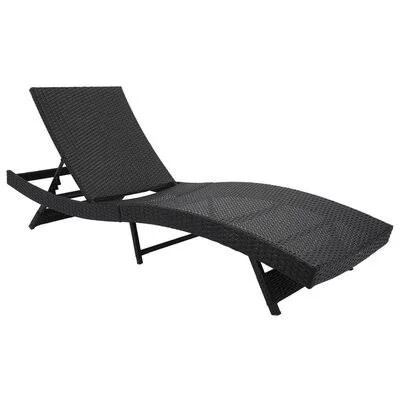 Falconet 76.77x22 Long Reclining Single Chaise with Cushions Wrought Studio Color: Black