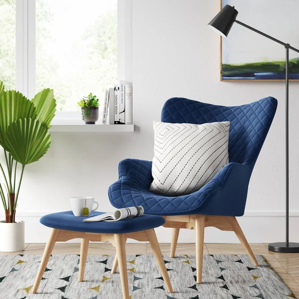 Ducon Modern Stitched Accent Chair with Ottoman Navy - Project 62