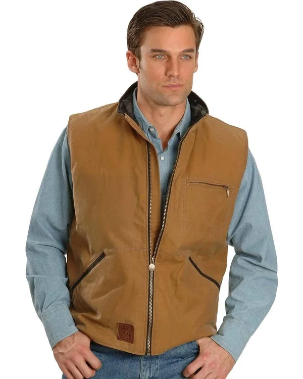Outback Men's Trading Oilskin Sawbuck Vest - Tan, XL