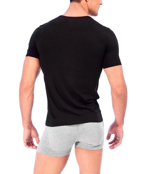 Rounderbum Deep V-Neck T-Shirt 2Pack - Men's Shapewear White, Small