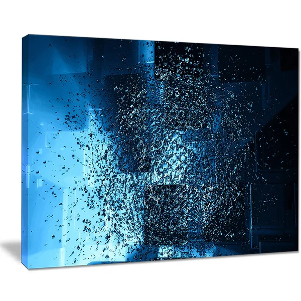 Design Art &Fractal 3D Blue Paint Splash& Graphic Art on Wrapped Canvas, Size: 20 inch H x 40 inch W x 1 inch D
