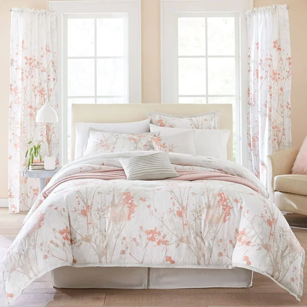 Funky Floral 6-Pc. Comforter Set by BrylaneHome in Soft Coral