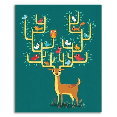 Antler City by Michael Buxton - Wrapped Canvas Graphic Art Print Redwood Rover Size: 40x22 H x 32x22 W x 1.5x22 D