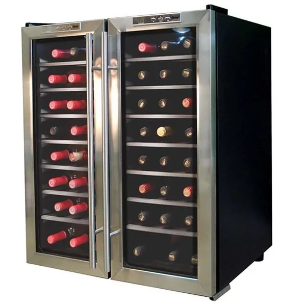 Vinotemp Eco Series VT-48TEDS-2Z 48-Bottle Dual Zone Thermoelectric Wine Cooler - 27.8x22 - Black/Stainless Steel