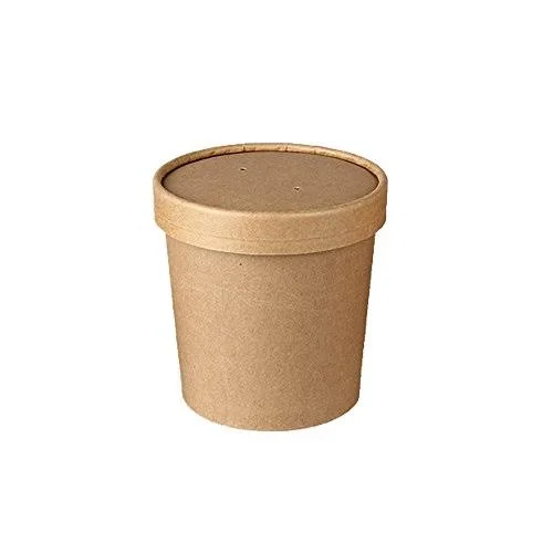 200-ct Disposable 12-oz Bio Soup Container - Medium Kraft Soup Cups: Perfect for Cafes - Eco-Friendly Recyclable Paper Cup - Who