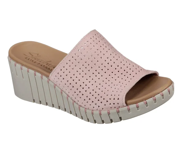 Skechers Women's Pier Ave Urban Escape Slide Wedge Sandal, Pink