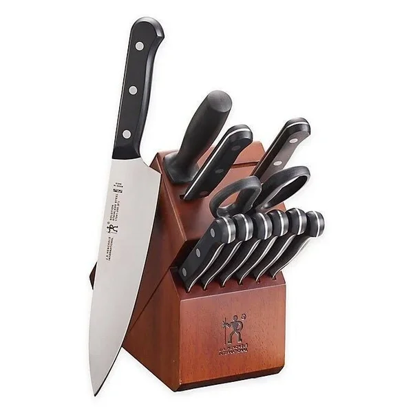 John Boos Oak 60x25 Butcher Block & Henckels Knife Set - Natural
