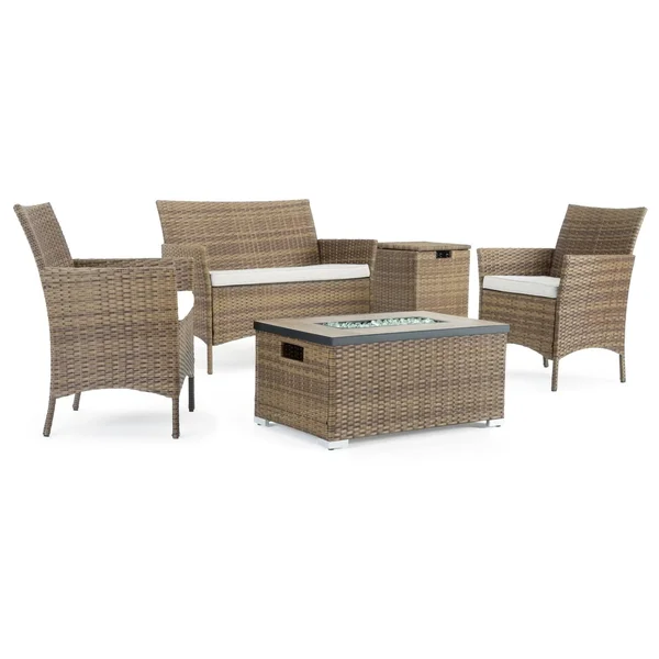Sego Lily Kanab 4 Piece Fire Pit Conversation Set Brown