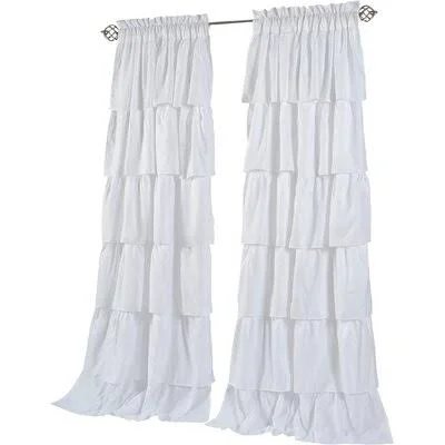 Dejon Layered Ruffled Solid Semi-Sheer Rod Pocket Curtain Panels Three Posts Baby & Kids