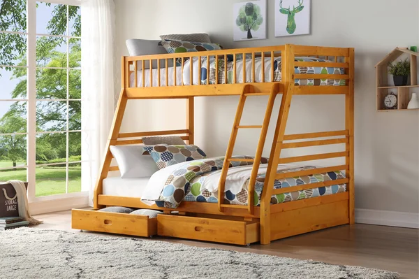 Acme Jason Bunk Bed, Honey Oak, Twin-Over-Full