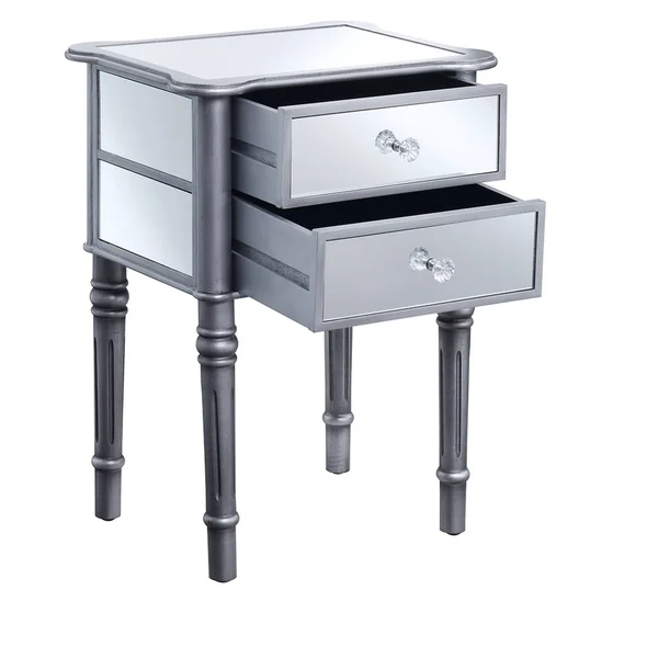 Gold Coast Mayfair End Table Antique Silver/Mirror - Breighton Home