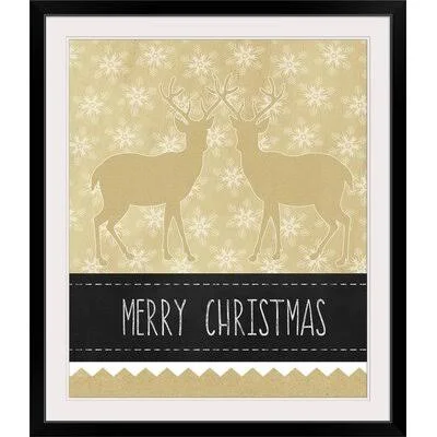 Thuc &Reindeer Christmas& by Linda Woods Graphic Art Print The Holiday Aisle Format: Black Frame - Size: 32x22 H x 27x22 W x 1x22