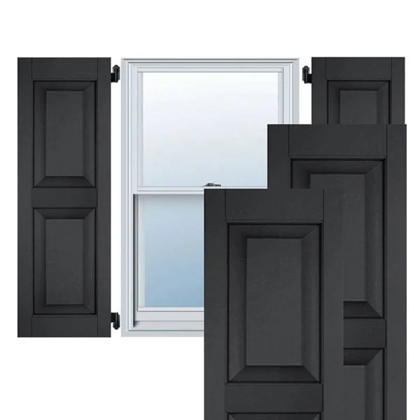 Ekena Millwork 15 in. x 47 in. Exterior Real Wood Western Red Cedar Raised Panel Shutters Pair Black