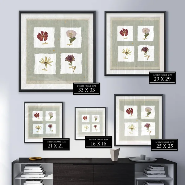 Pressed Blooms I -Framed Giclee Print - 22X22