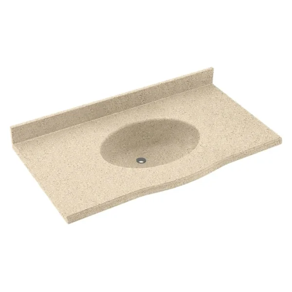 Swanstone 37W x 22.5D in. Europa Solid Surface Vanity Top Bermuda Sand