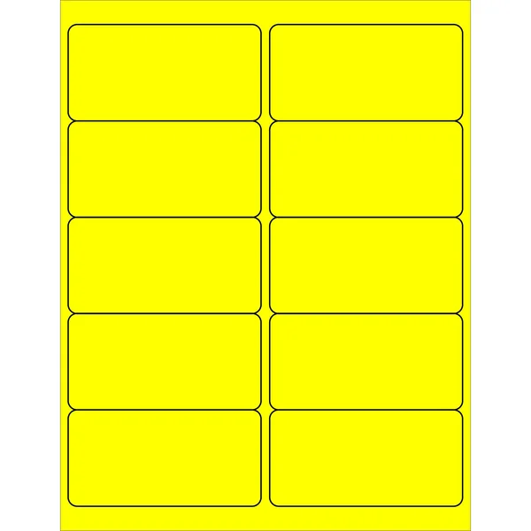 4 x 2x22 Fluorescent Yellow Rectangle Laser Labels