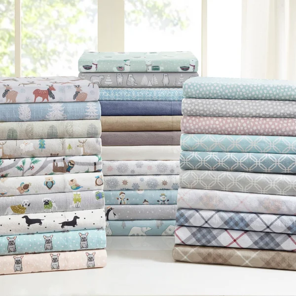 True North by Sleep Philosophy Cozy Flannel Sheet Set Aqua French Bulldog - Cal King