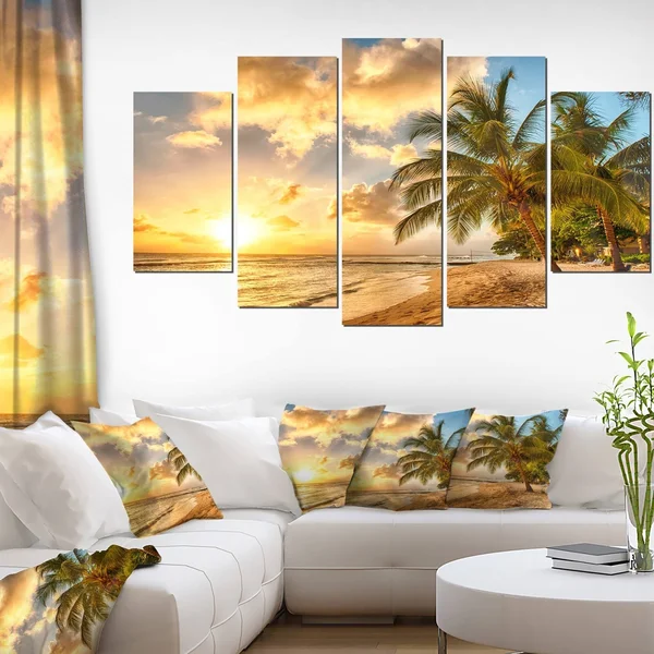 Gorgeous Beach of Island Barbados - Modern Seascape Canvas Oversized
