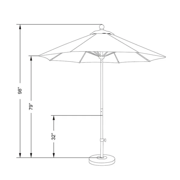 California Umbrella 7.5& Fiberglass Market Umbrella Push Open Bronze/Olefin/Kiwi